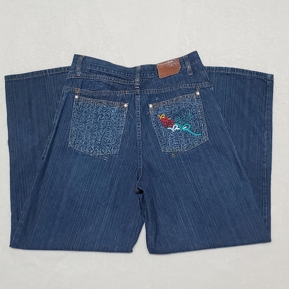 VINTAGE Rocawear Rainbow Graphic Baggy Fit Wide Leg High Rise Skater Jeans - Picture 10 of 16